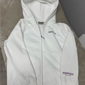 Essentials White Hoodie Jacket
